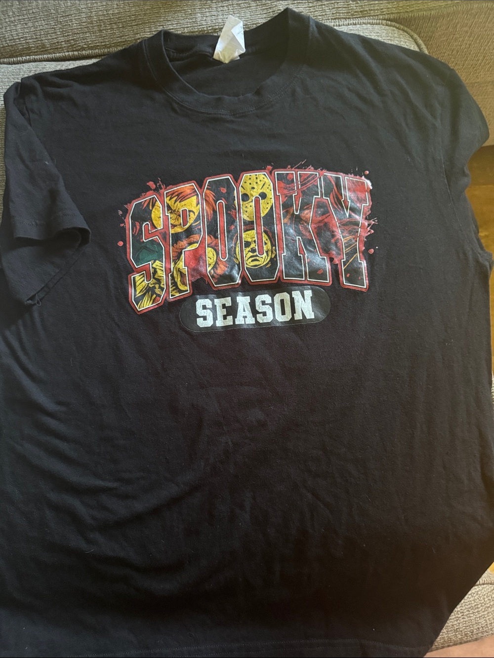 Spooky Season Graphic Tee - Black with Orange/Red Accents